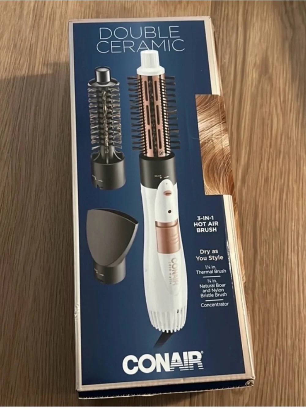 Conair 3-in-1 Hot Air Brush - White and Rose Gold